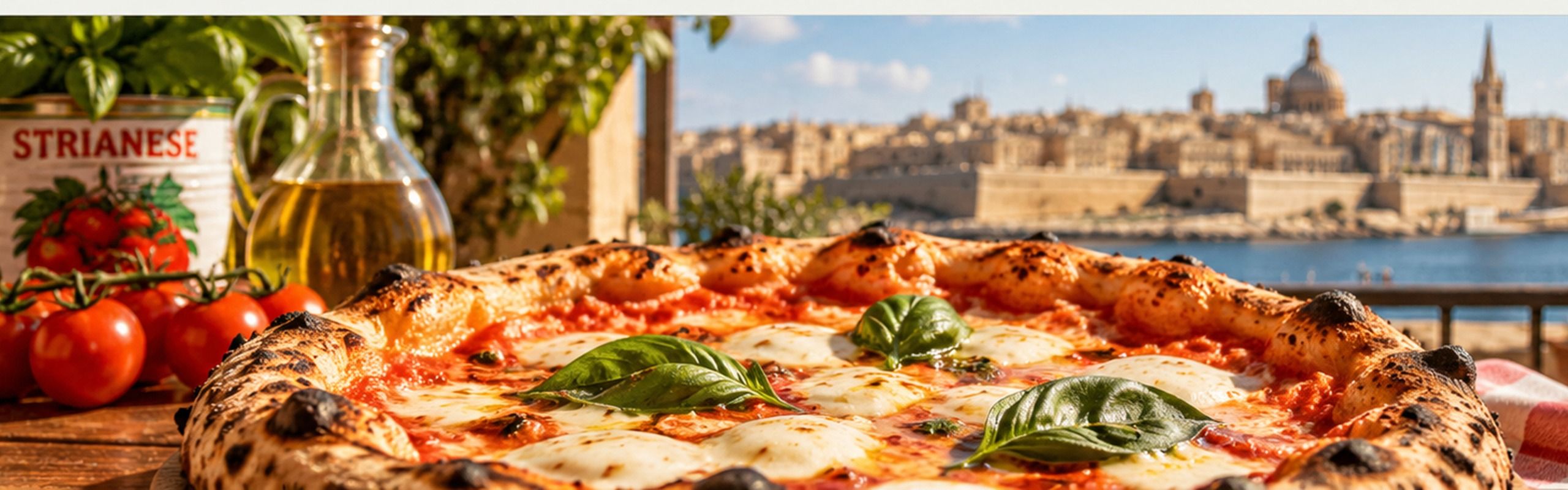 A pizza with cherry tomatoes, fennel and dill, photographed from above.